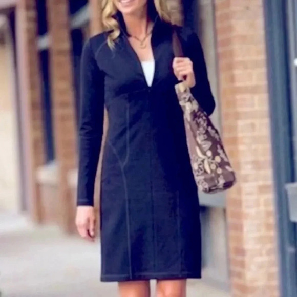 Athleta Cassidy Ponte Dress Size Small Tall Stretch Contrast Stitch Half Zip. - Picture 1 of 7